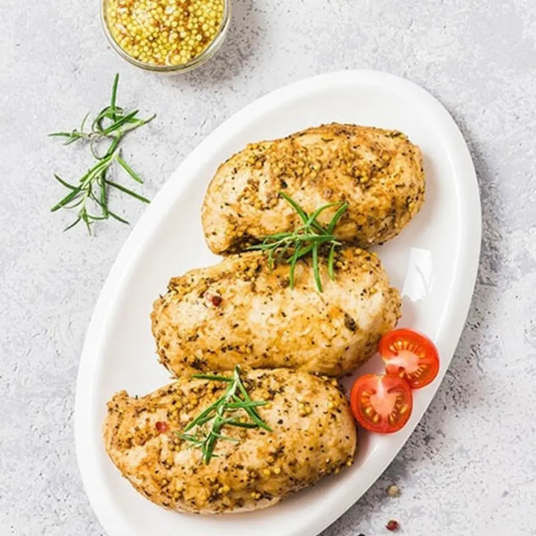 chicken with organic seeded mustard