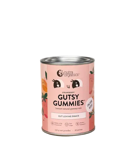 nutra organics, gutsy gummies, strawberry, additive free jelly,