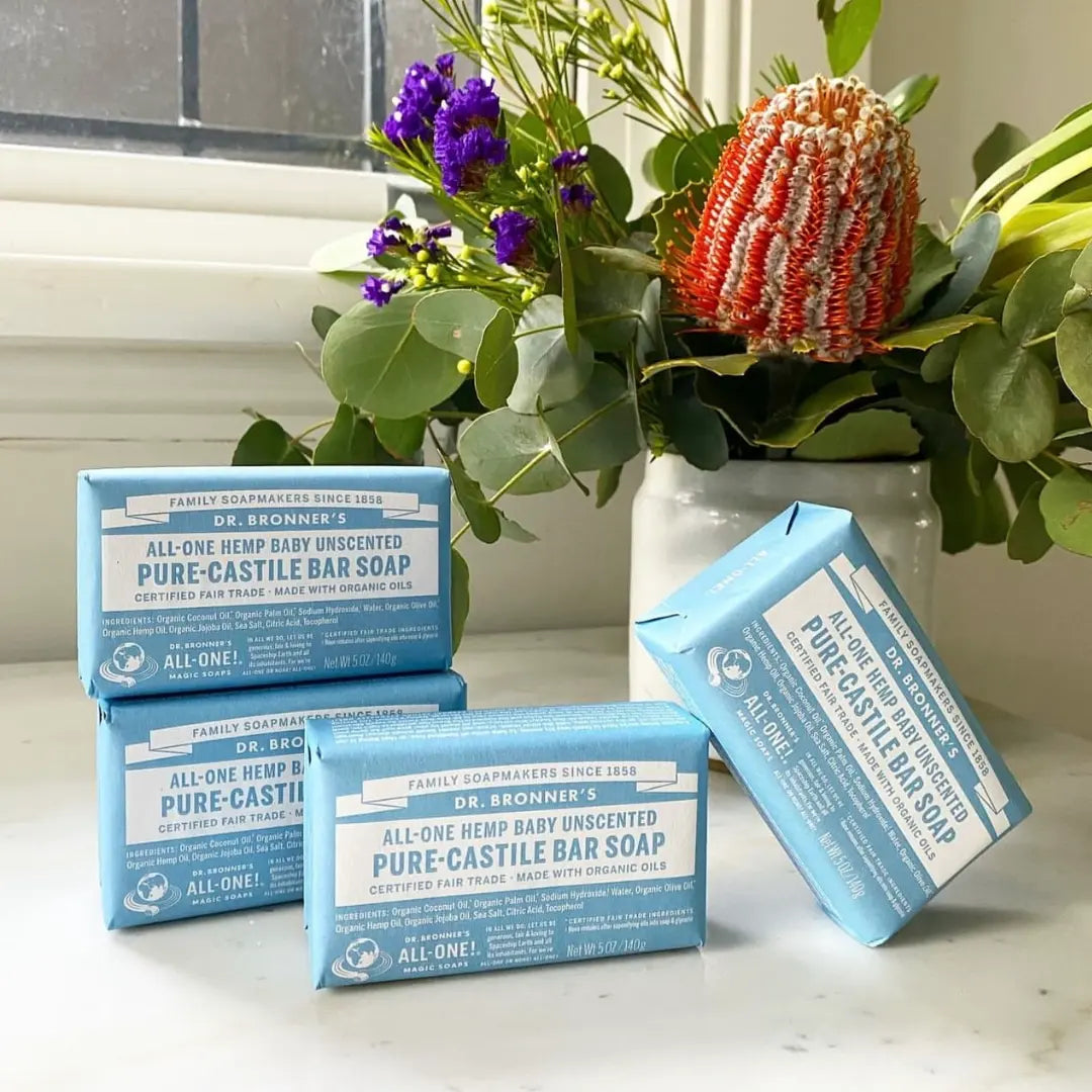 dr bronner's, castile soap, castile soap bar, pure castle soap, soap bars
