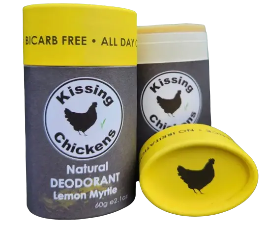 kissing chickens natural deodorant stick lemon myrtle no background
