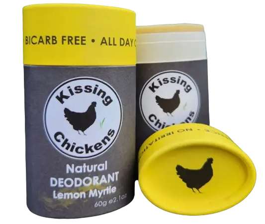 kissing chickens natural deodorant stick lemon myrtle no background