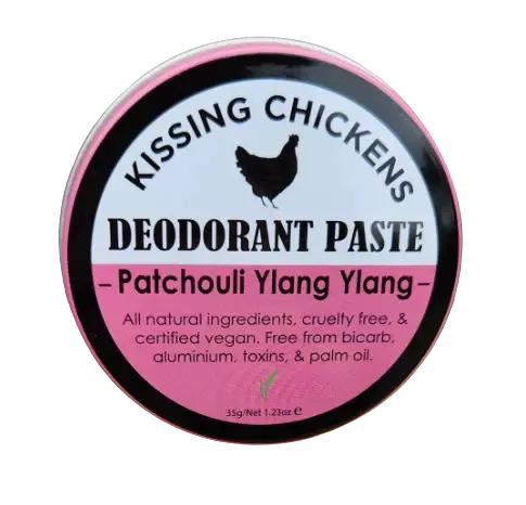 Bicarb-Free Natural Deodorant Paste - Patchouli & Ylang Ylang 35g Tin KISSING CHICKENS