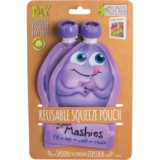 little mashies purple reusable food pouches
