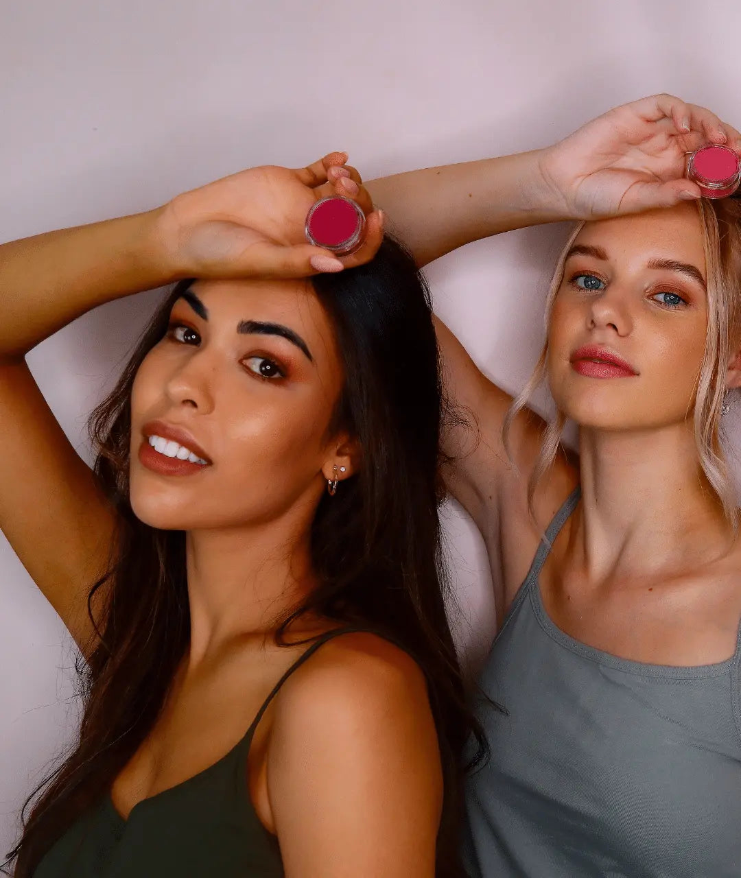 MG Naturals Lip and Cheek Tint on 2 women