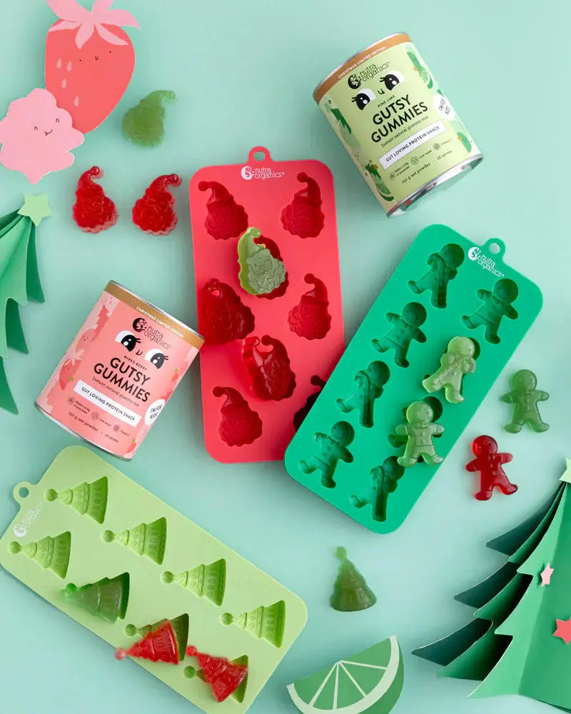 limited edition nutra organics gutsy gummies canisters with moulds