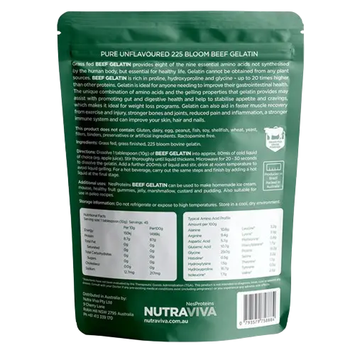 nutraviva natural beef gelatin back