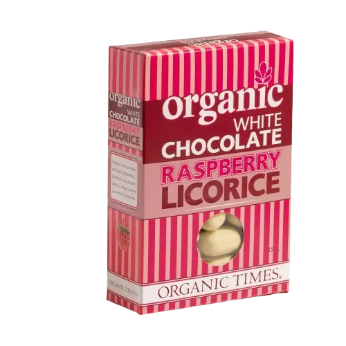 organic times white chocolate raspberry licorice