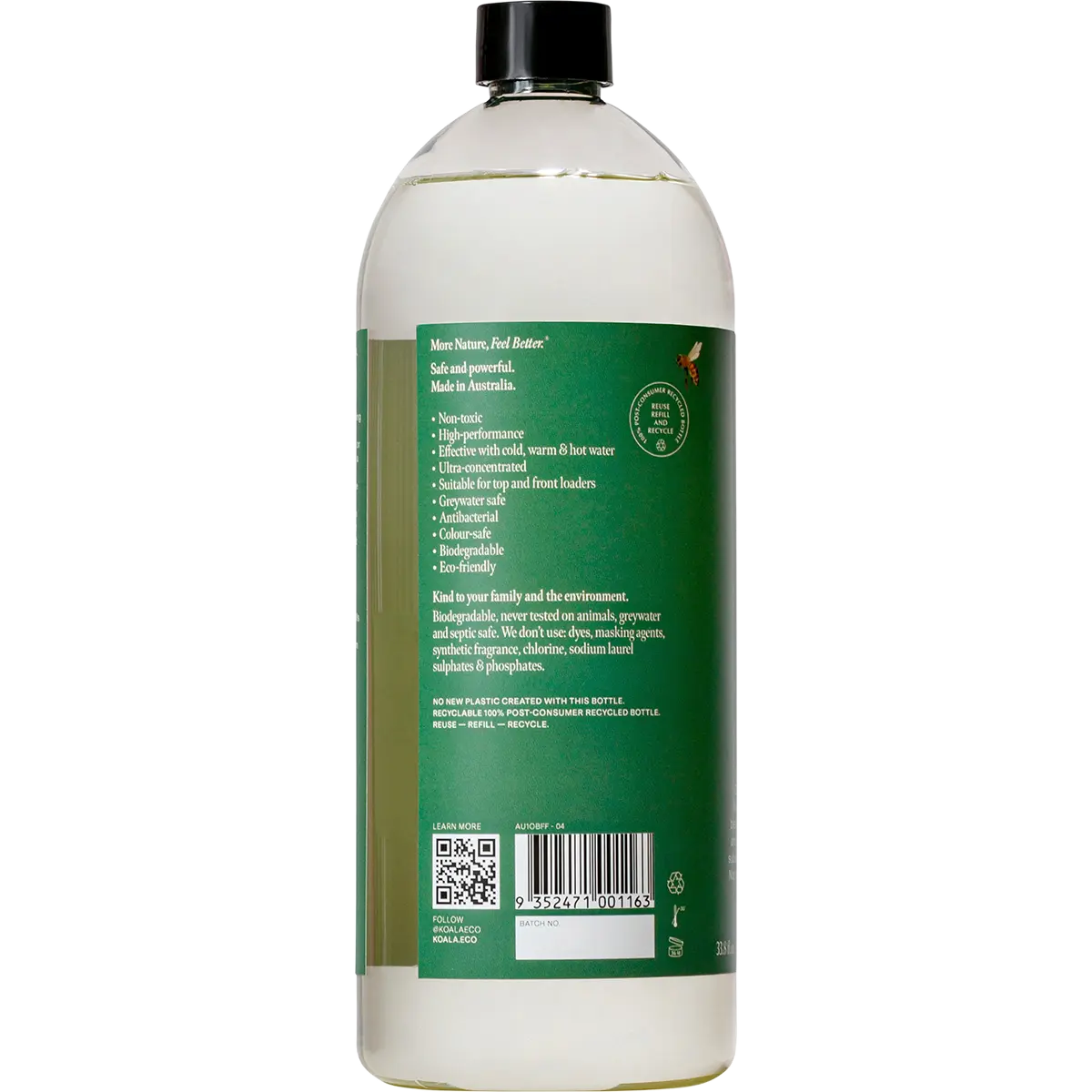 koala eco oxygenated bleach side of bottle