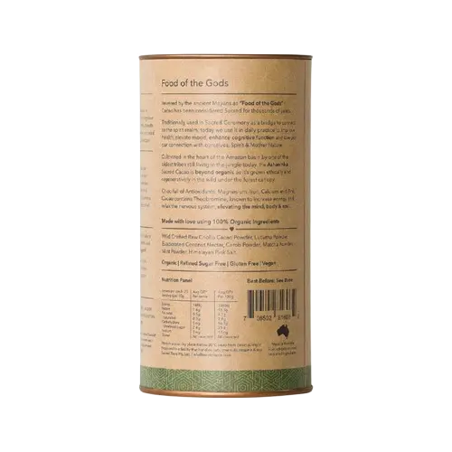 Sacred Taste Organic Drinking Cacao (Matcha Mint Cacao) Vitality 250g, side