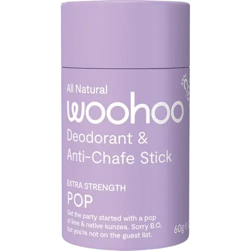 all natural woohoo deodorant stick and anti-chafe stick pop
