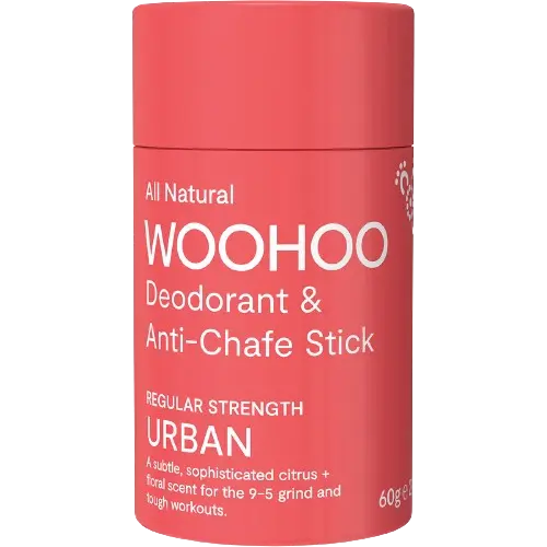 all natural woohoo deodorant stick and anti-chafe stick urban