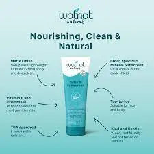 wotnot naturals SPF 50+ natural sunscreen product info