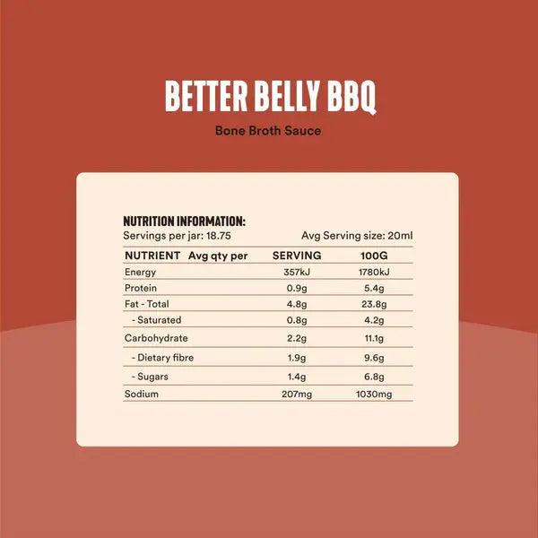 gevity, gevity rx, bone broth sauce, better belly bbq, nutrition information