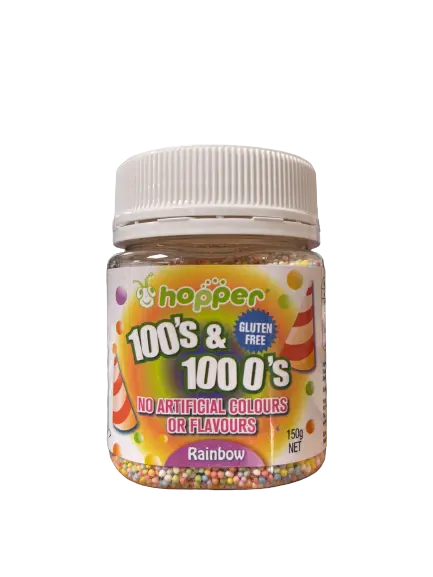 hopper 100s & 1000s, front, natural sprinkles, rainbow sprinkles, 100s &1000s