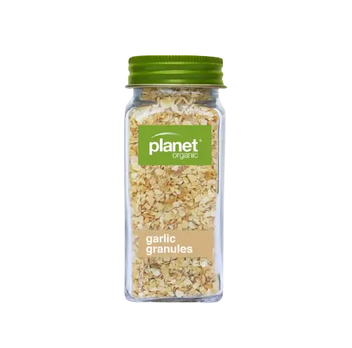Planet Organic, Organic garlic, Organic garlic granules, front