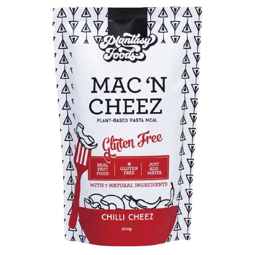 plantasy foods, mac and cheese, mac n cheez, plant based pasta, gluten free pasta, chilli cheez