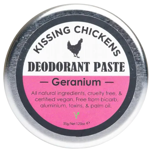kissing chickens deodorant paste geranium, natural deodorant