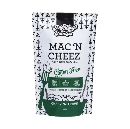 plantasy foods, mac n cheez, cheez n chive, cheez, additive free, plant based pasta, front