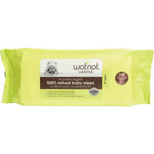 wotnot naturals, wotnot baby wipes, natural baby wipes, front