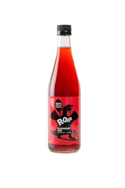 roar living, natural cordial, roar living natural cordial, raspberry jam cordial, front, additive free