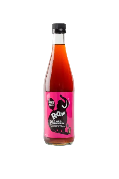 roar living, natural cordial, roar living natural cordial, strawberry  cordial, front, wild wild strawberry