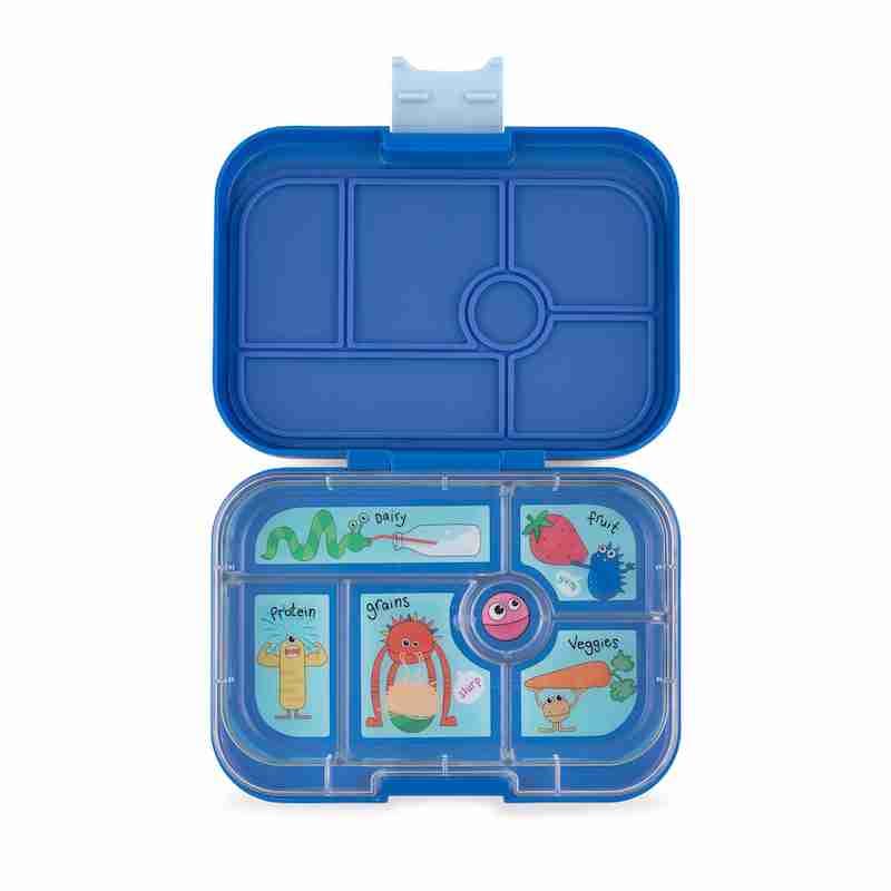 Yumbox Original 6 Compartment Bento Box | Leakproof Kids Lunchbox, blue monster