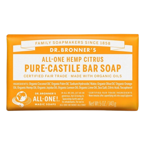 Dr. Bronner's Pure-Castile Bar Soap citrus, all in one soap bar