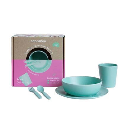 Bobo & Boo mint bamboo dinner set, eco-friendly dinnerwear for kids