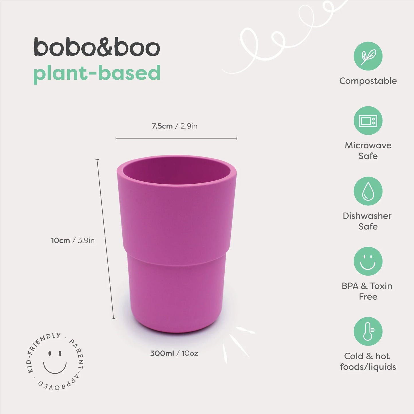 Plant-Based Cups 300ml - Pink