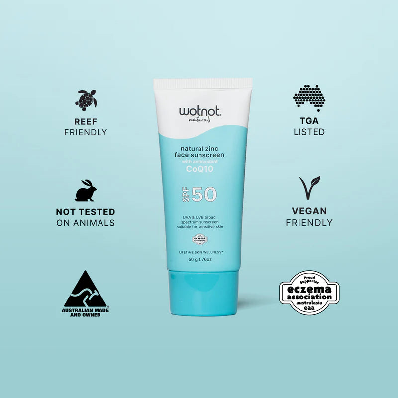 Wolnot natural zinc face sunscreen tube with claims