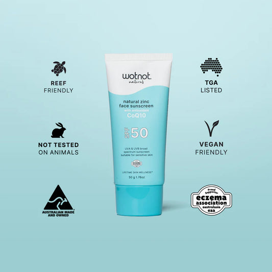 Wolnot natural zinc face sunscreen tube with claims