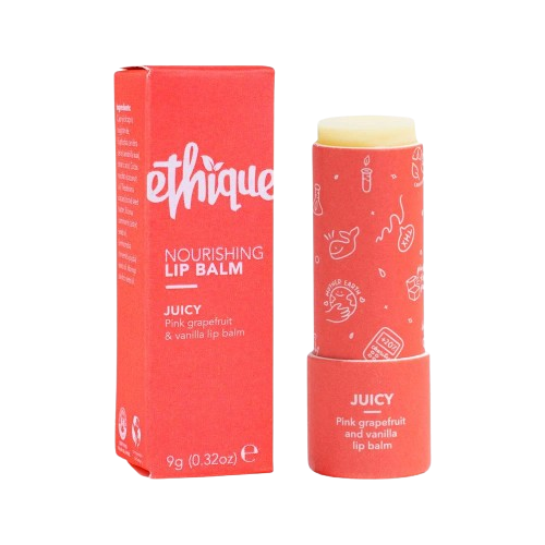 ethique nourishing juicy lip balm, pink grapefruit and vanilla lip balm