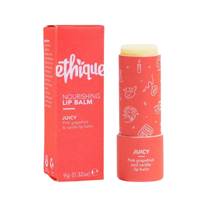 ethique nourishing juicy lip balm, pink grapefruit and vanilla lip balm