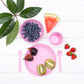 Bobo & Boo pink bamboo dinnenwear set styled with fruit