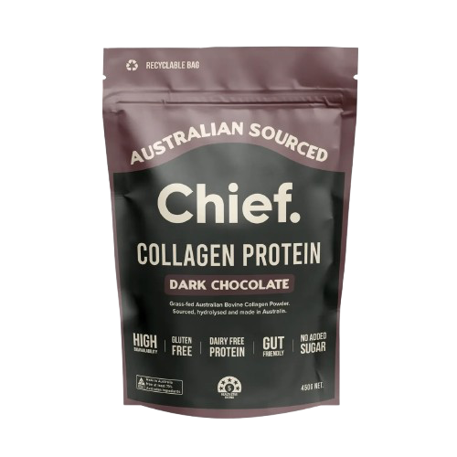 Chief Collagen Protein package in dark chocolate flavour