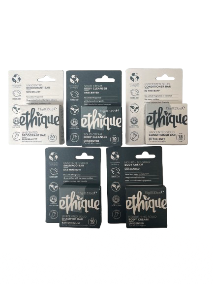 Collection of Ethique unscented products