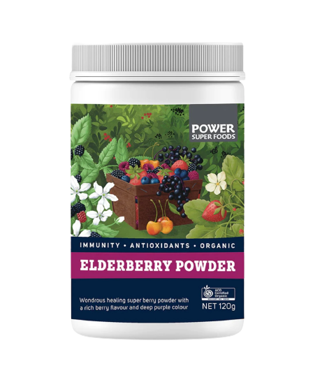 elderberry, elderberry powder, powersuper foods, elderberry powder australia, organic elderberry, elderberry immune support, front