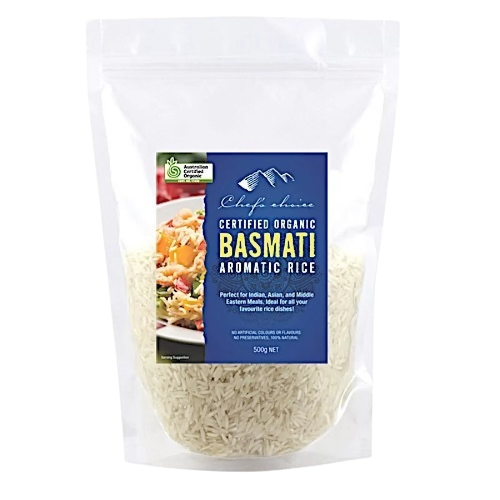basmati rice, organic rice, chef's choice, organic basmati rice, front