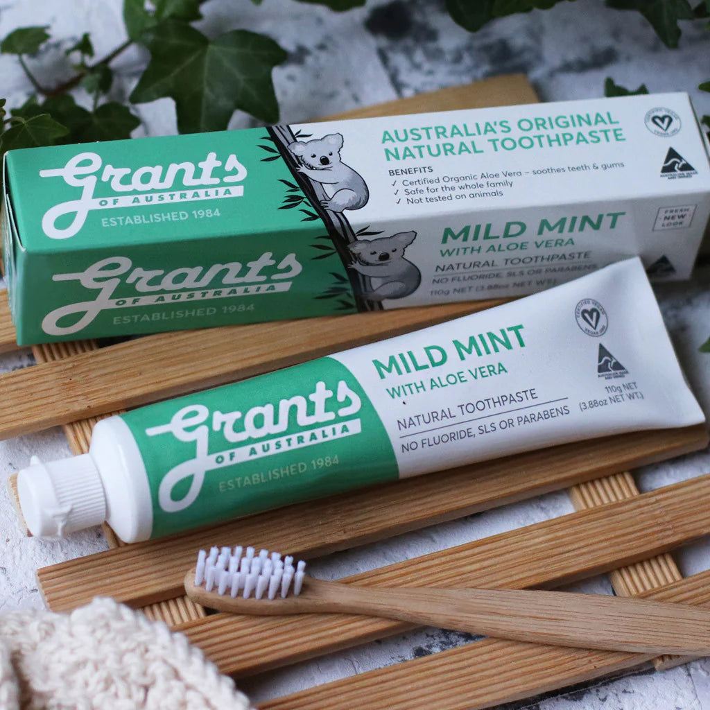 grants, grants of australia, mild mint, natural toothpaste, fluoride free toothpaste, 