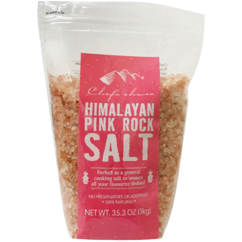 chef's choice, pink rock salt, rock salt, himalayan rock salt, front