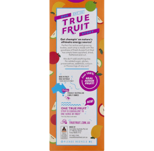 additive free, fruit bars, true fruit, back