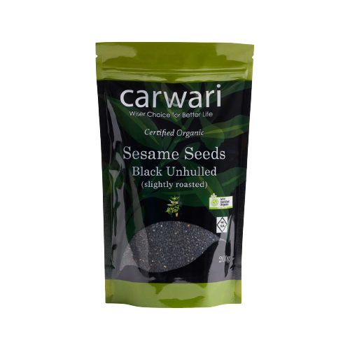 organic sesame seeds, sesame seeds, carwari, additive free, certified organic, front