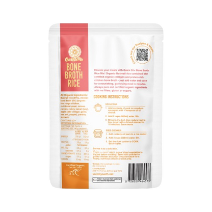 chicken bone broth rice, love my earth, back