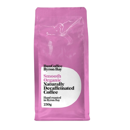 bun coffee Byron bay smooth organic naturally decaffeinated coffee bag