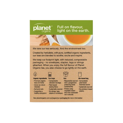 planet organic Turmeric and Ginger 25 Teabags - Certified Organic back
