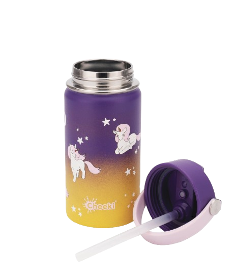 cheeki Insulated Little Adventurer Bottle - Unicorn, opened