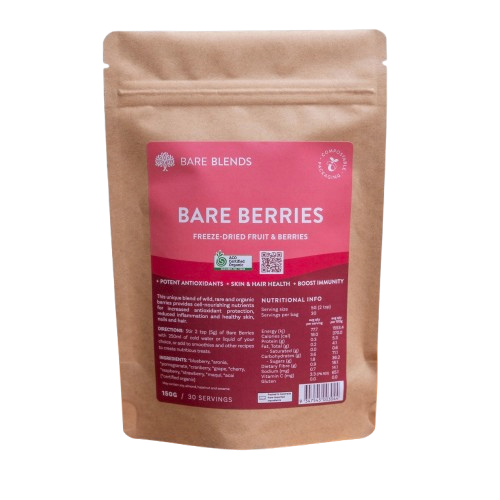 bare berries, freeze fried organic fruit and berries, bare blends