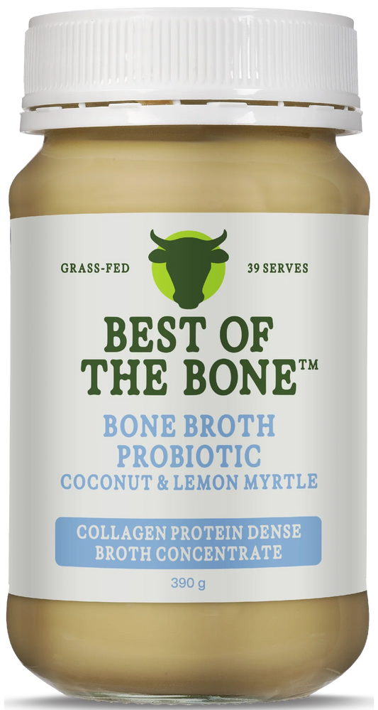 best of the bone grass fed bone broth probiotic coconut & lemon myrtle