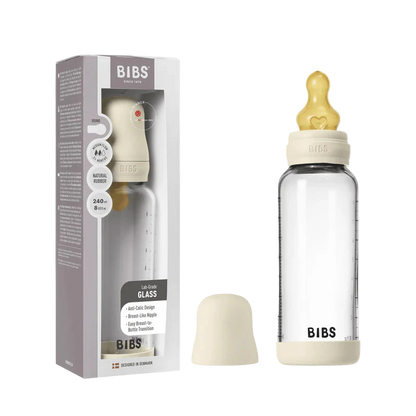 BIBS baby bottle with packaging on a white background