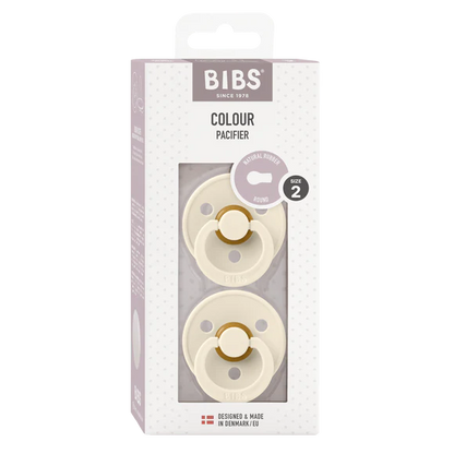 BIBS pacifier packaging with two pacifiers inside 